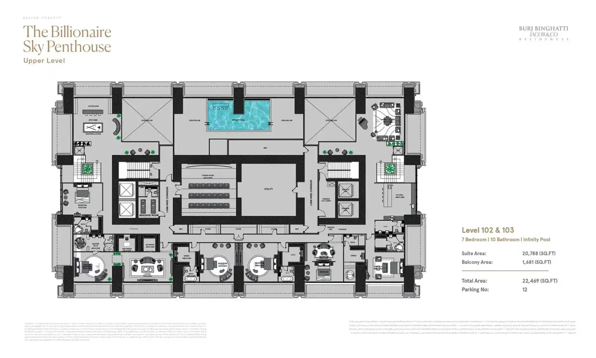 Burj Binghatti Jacob And Co Residences 5 Bedroom Penthouse Floor Plan
