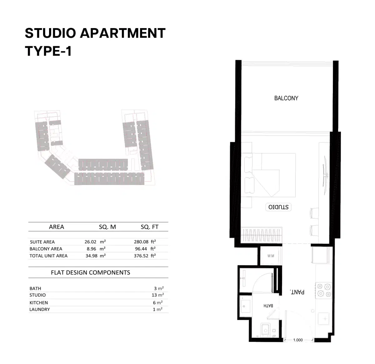Binghatti Elite In Dubai Production City Studio Floor Plan