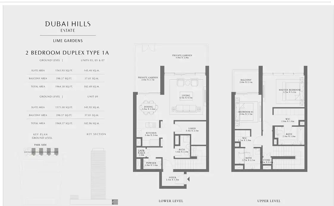EMAAR Lime Gardens Dubai 2 BR Floor Plan 1,969 Sq. Ft.