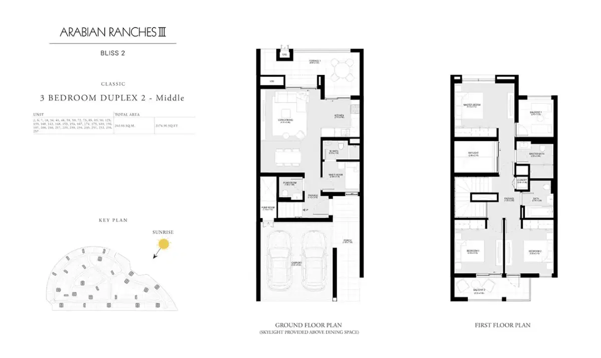 EMAAR Bliss 2 Dubai 3 BR Floor Plan 2,174 Sq. Ft.