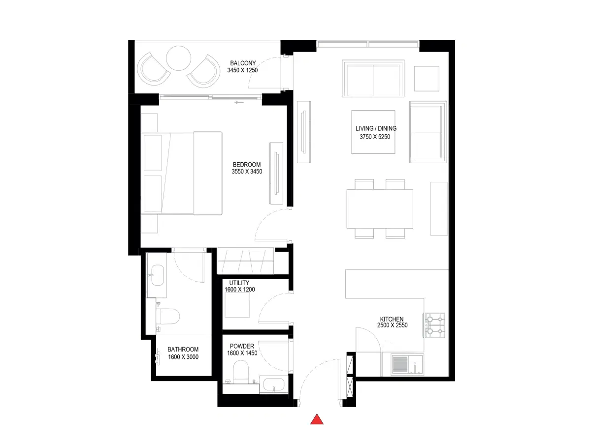 Sobha One 1 Bedroom Apartments Floor Plan