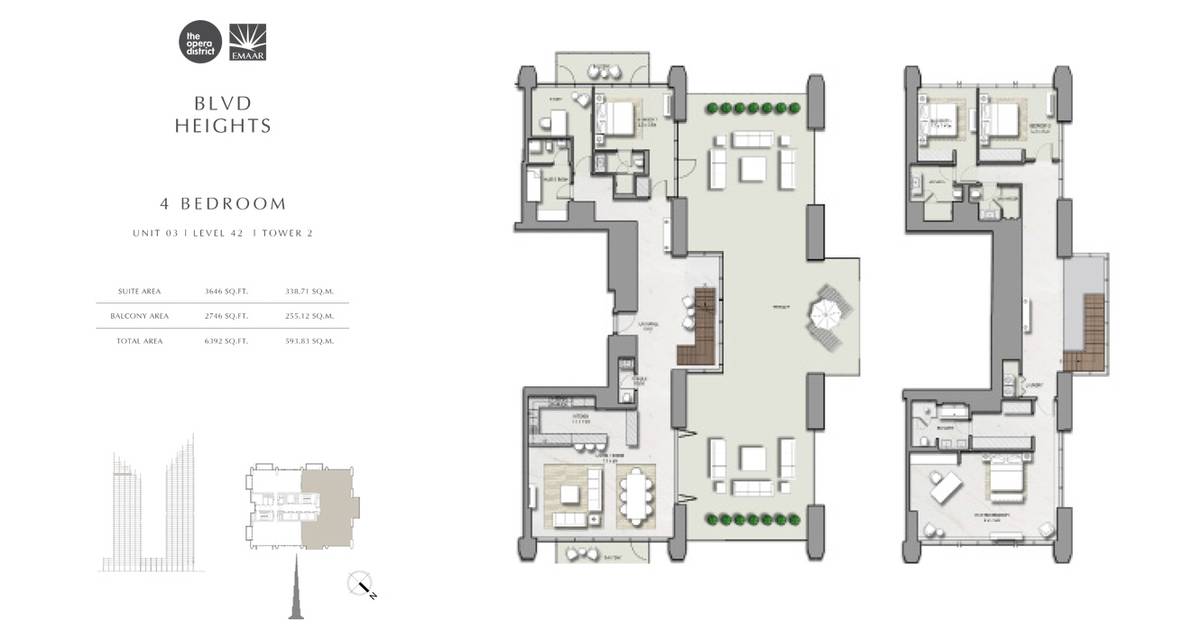 Emaar Boulevard Heights 4 BR Penthouses Duplexes Floor Plan