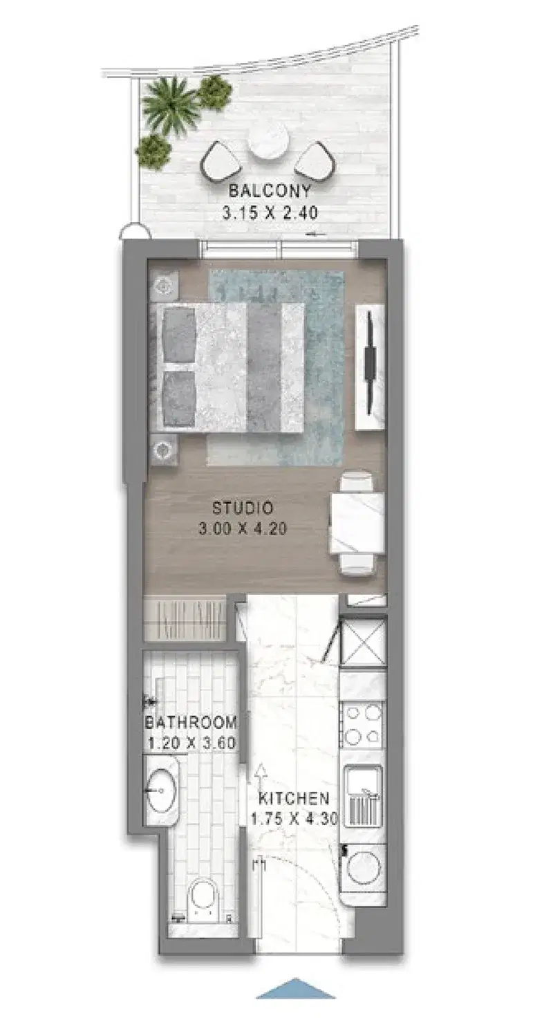 Damac Valencia At Damac Lagoons Studio Floor Plan
