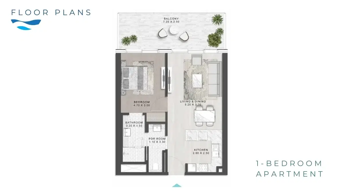 Damac Shoreline Al Marjan Island 1 Bedroom Apartments Floor Plan