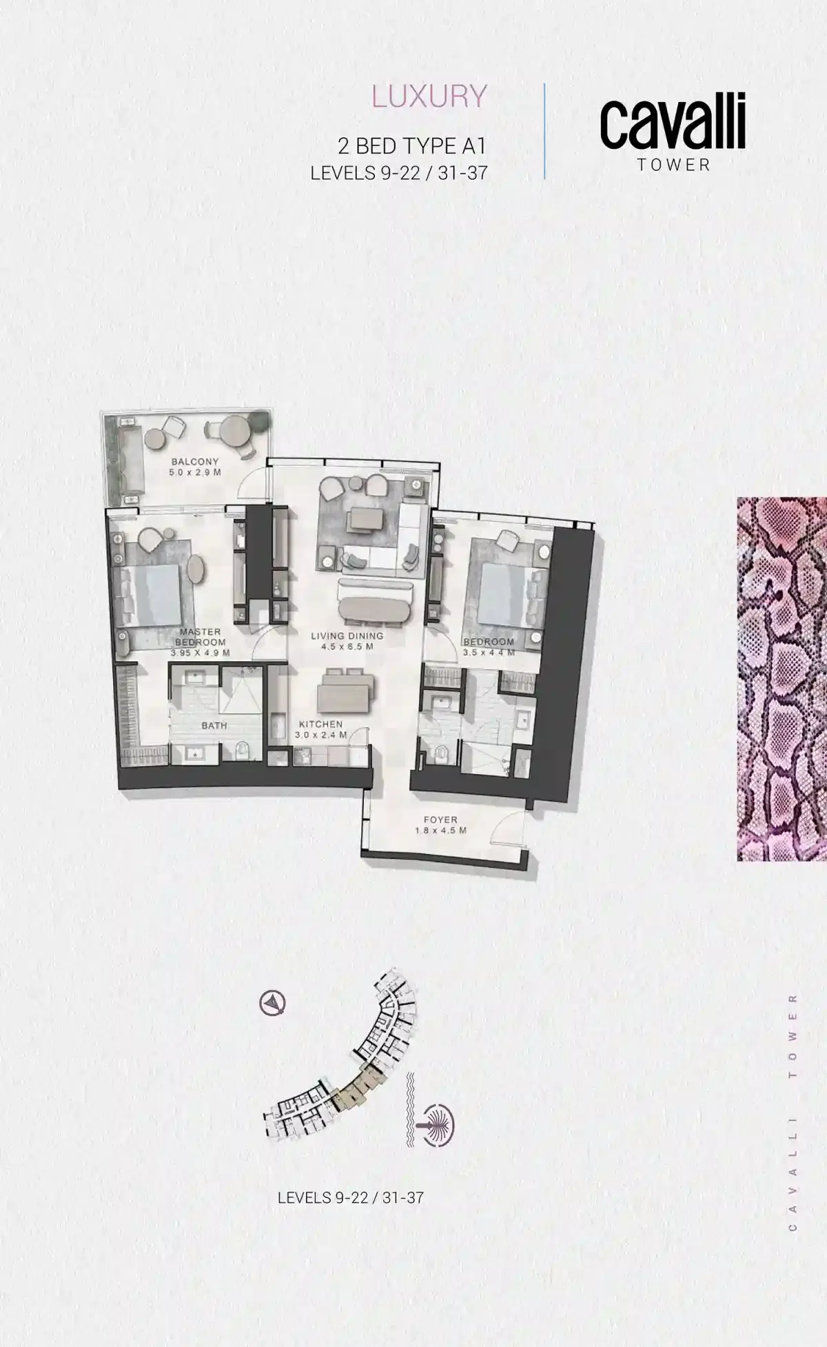 Damac Cavalli Tower 2 Bedroom Apartments Floor Plan