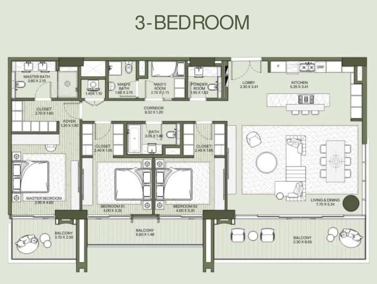 3 Bedroom Apartments