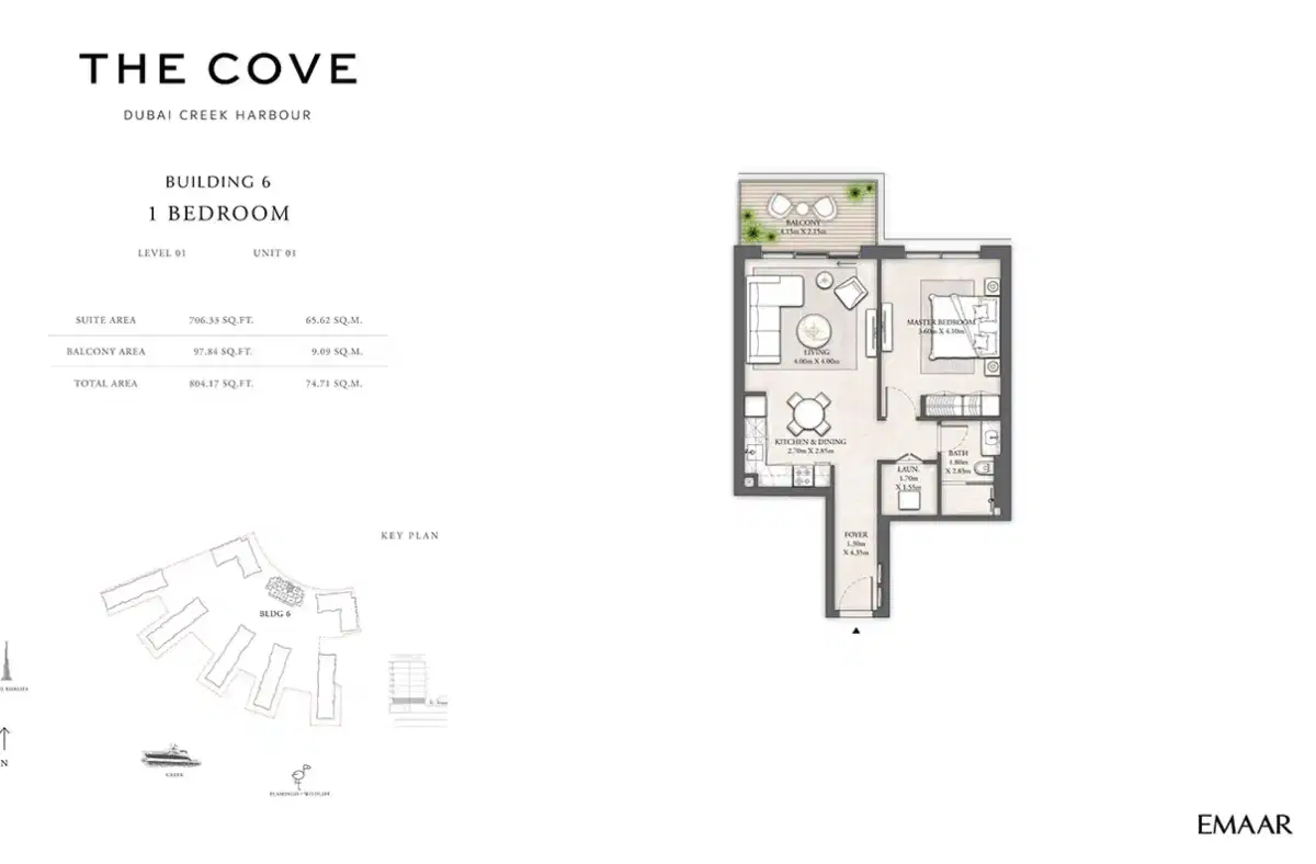 Emaar The Cove 2 1 Bedroom Apartments Floor Plan