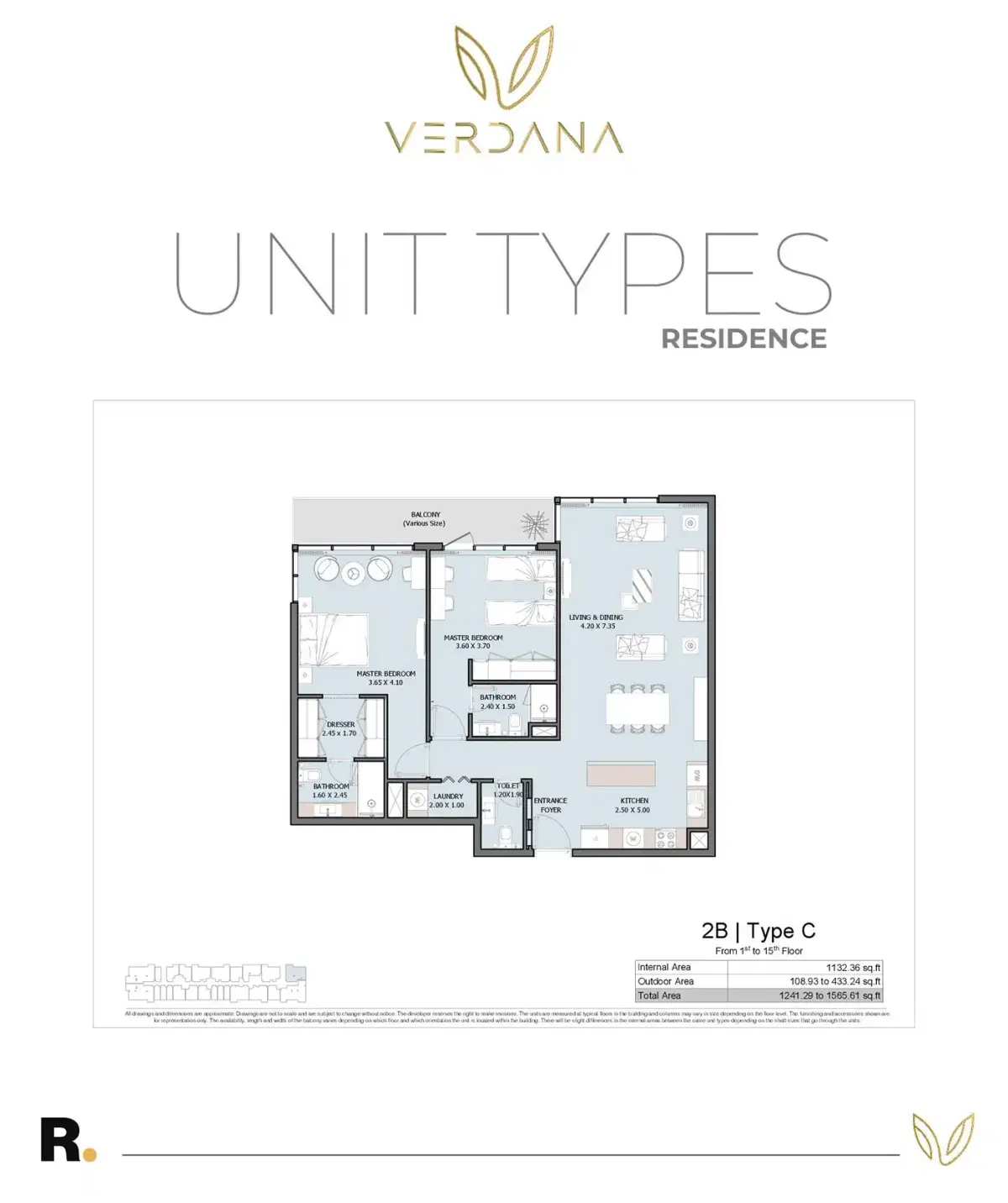 Reportage Verdana Phase 6 Dubai 2 BR Floor Plan 1,565 Sq. Ft.