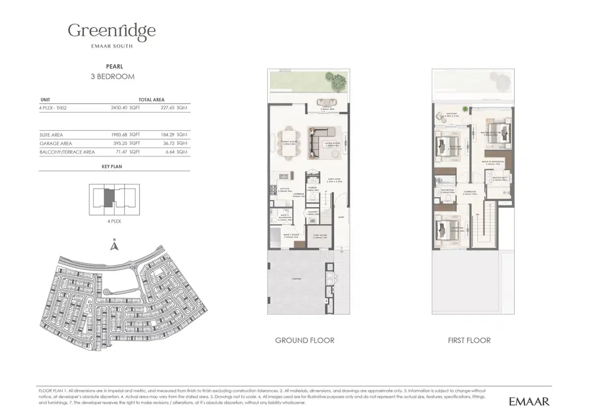 Emaar Greenridge Dubai 3 BR Floor Plan 2,450 Sq. Ft.