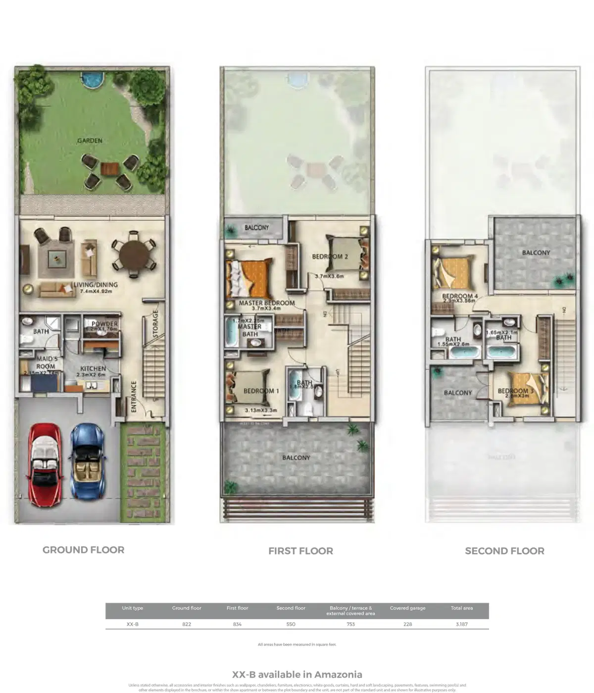 DAMAC Casablanca Villas Dubai 5 BR Floor Plan 3,187 Sq. Ft.