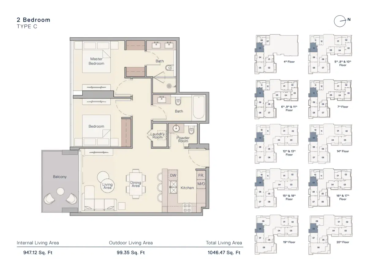 Ellington The Crestmark 2 BR Apartment Floor Plan
