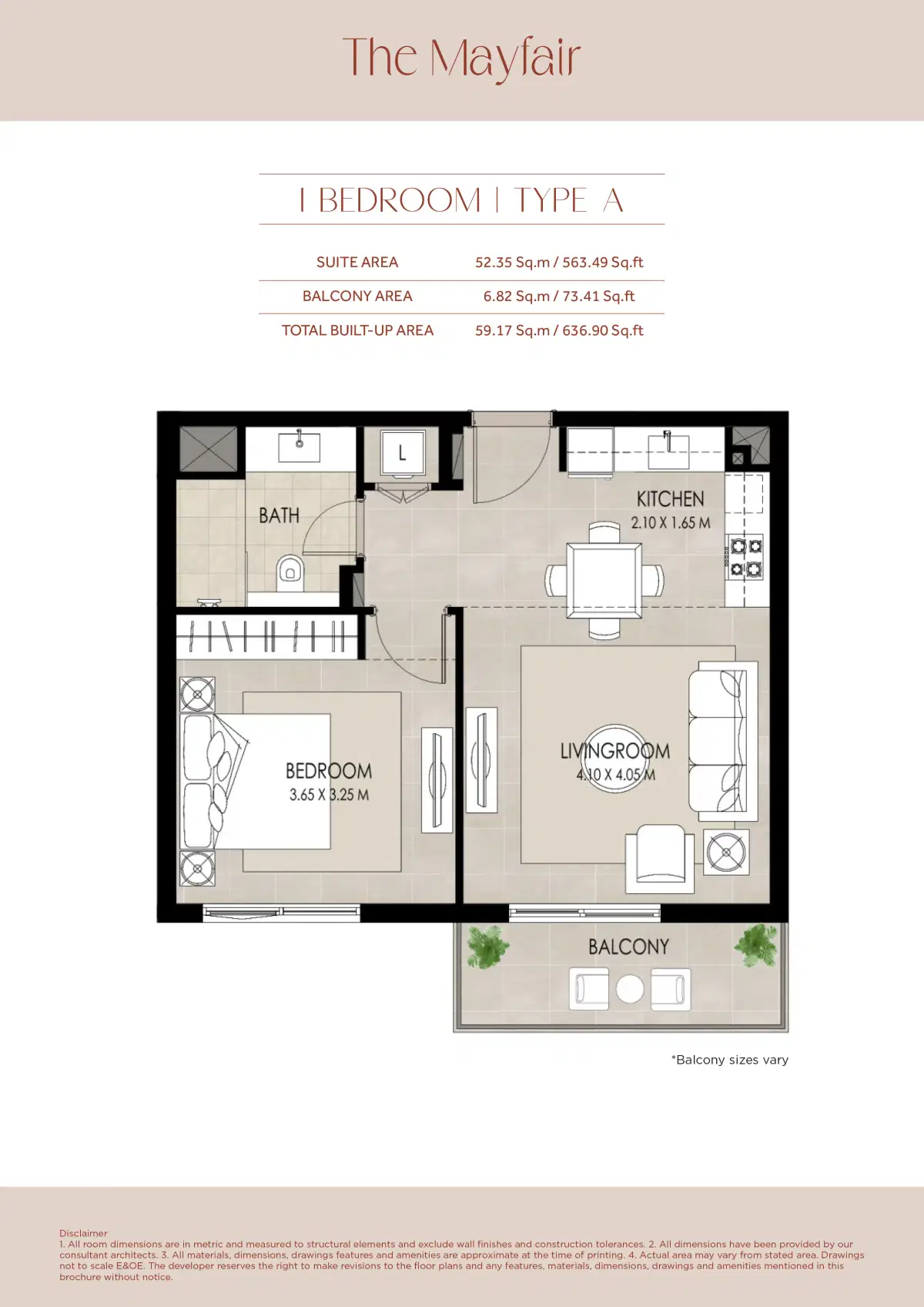 Nshama The Mayfair 1 Bedroom Apartment Floor Plan