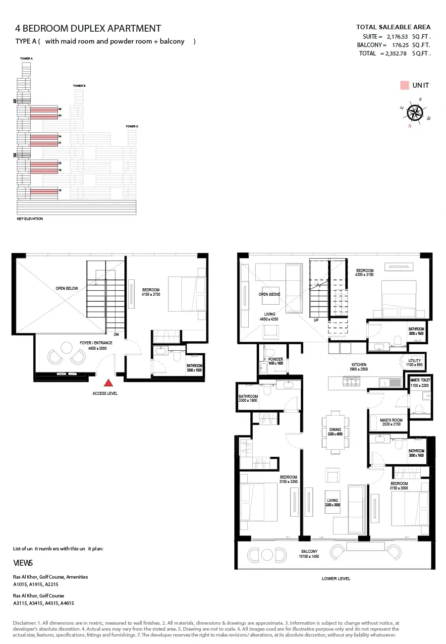 Sobha One And Sobha Hartland 2 4 Bedroom Duplexes - Sobha One Floor Plan