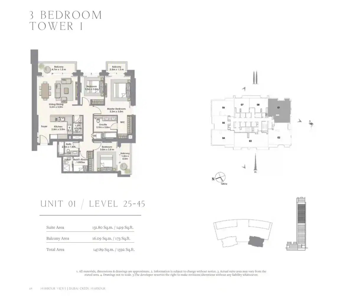 Harbour Views 3 BR Apartment Floor Plan