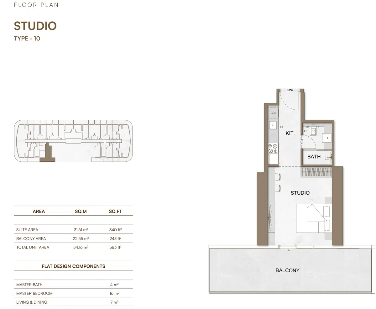 Binghatti Skyhall At Business Bay Dubai Studio Floor Plan