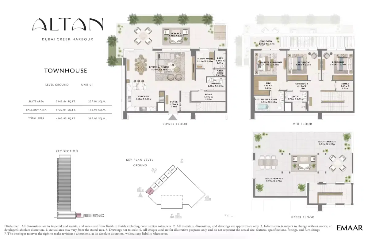 Altan at Dubai Creek Harbour 3 BR Floor Plan 4165 Sq. Ft.