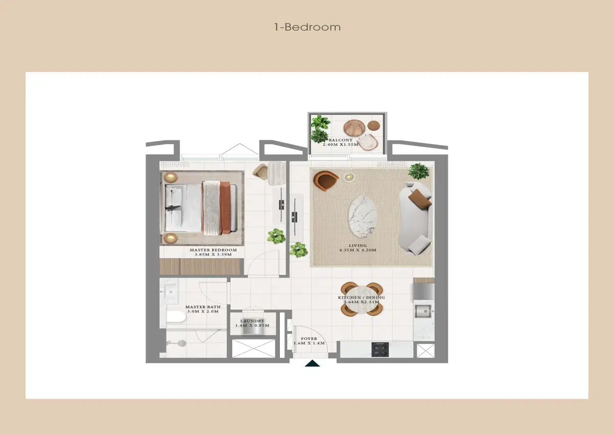Emaar Hillsedge At Dubai Hills Estate 1 Bedroom Appartment Floor Plan