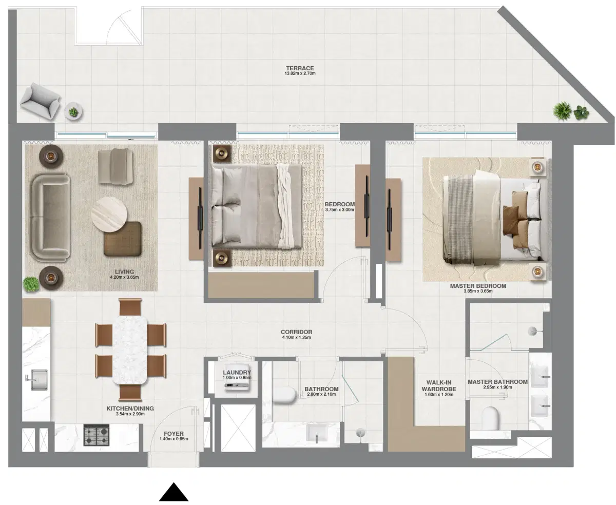 Golf Meadow At Emaar South Dubai 2 Bedroom Apartments Type-2 Floor Plan