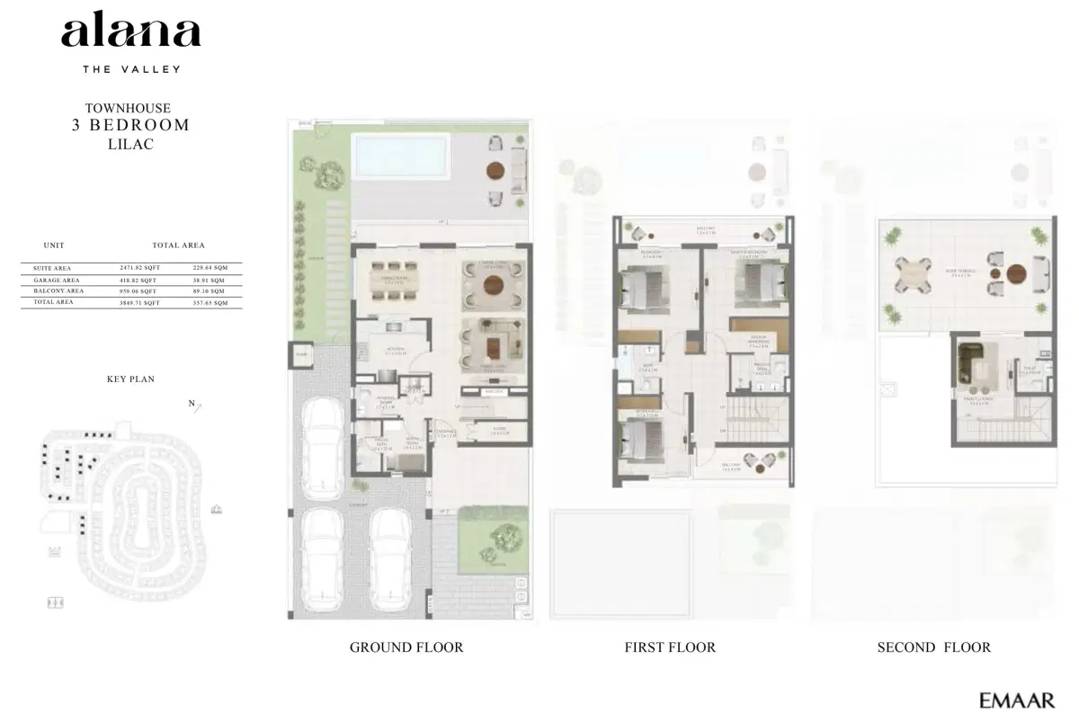 EMAAR Alana at The Valley 3 BR Floor Plan 3,849 Sq. Ft.