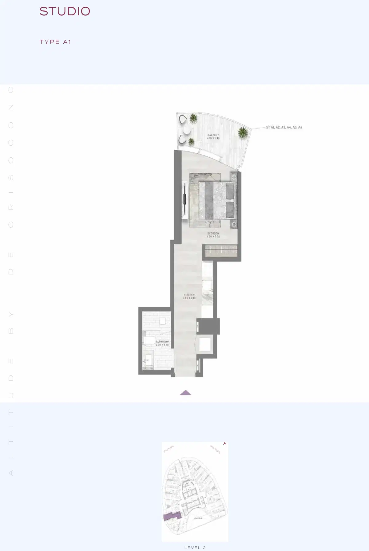 Damac Altitude De Grisogono Tower Business Bay Studio Floor Plan