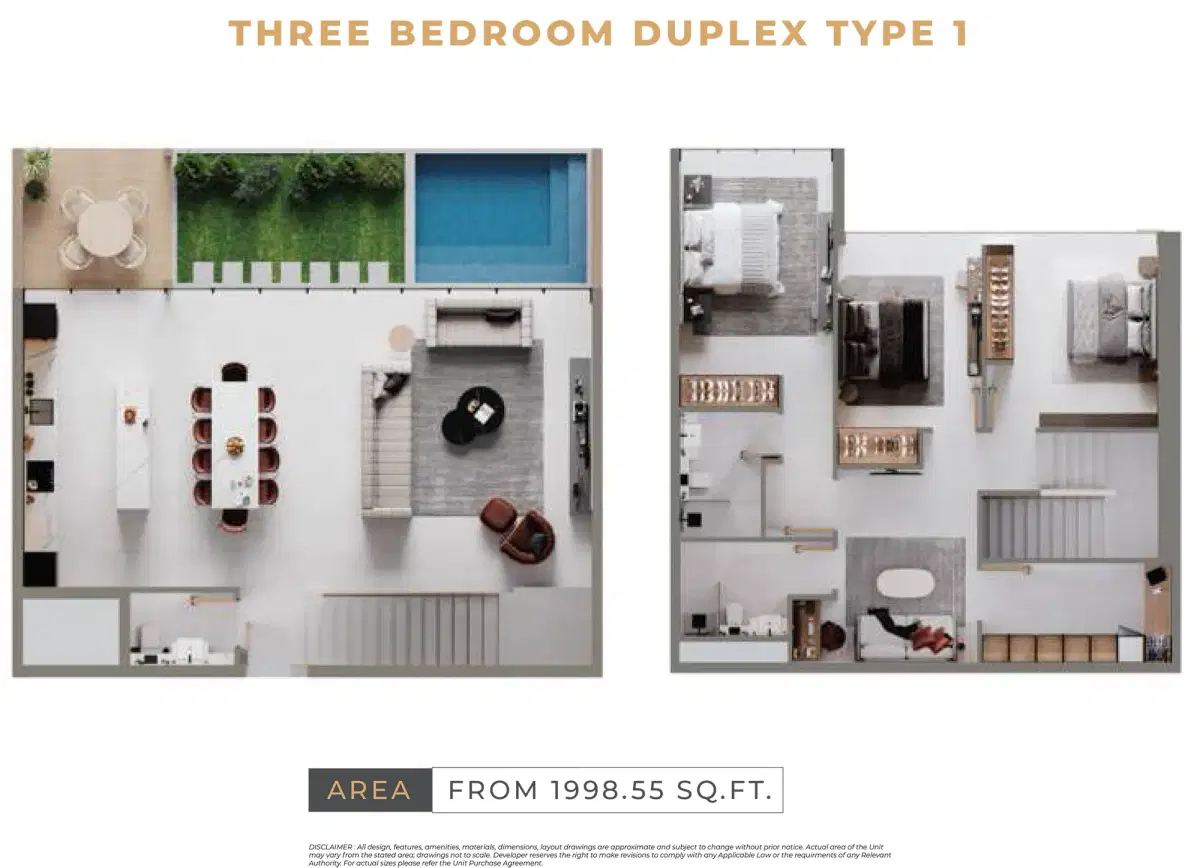 Levanto ORO24 Dubai 3 BR Floor Plan 1,999 Sq. Ft.