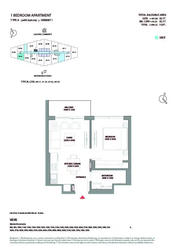 330 Riverside Crescent 1 BR Apartment Floor Plan