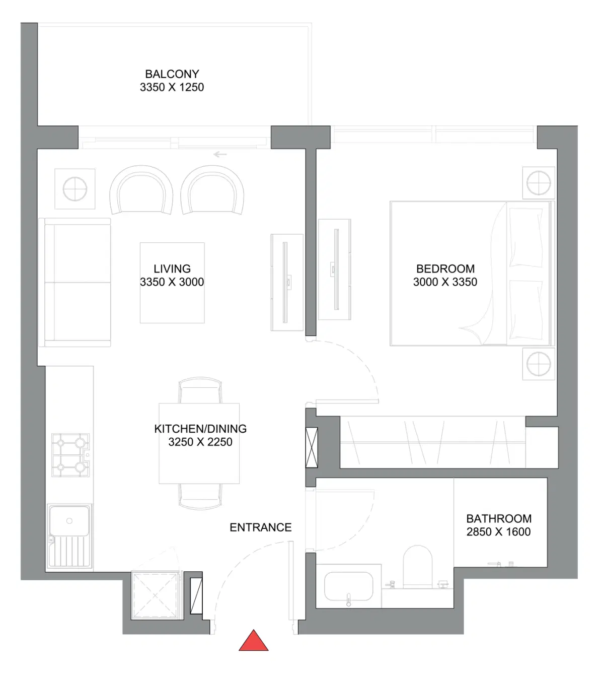 Sobha 340 Riverside Crescent 1 Bedroom Apartments Floor Plan