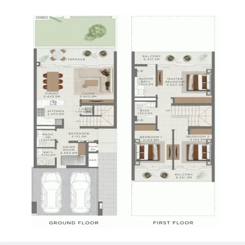 Emaar Salva At The Heights Country Club And Wellness 3 BR Townhouse Floor Plan