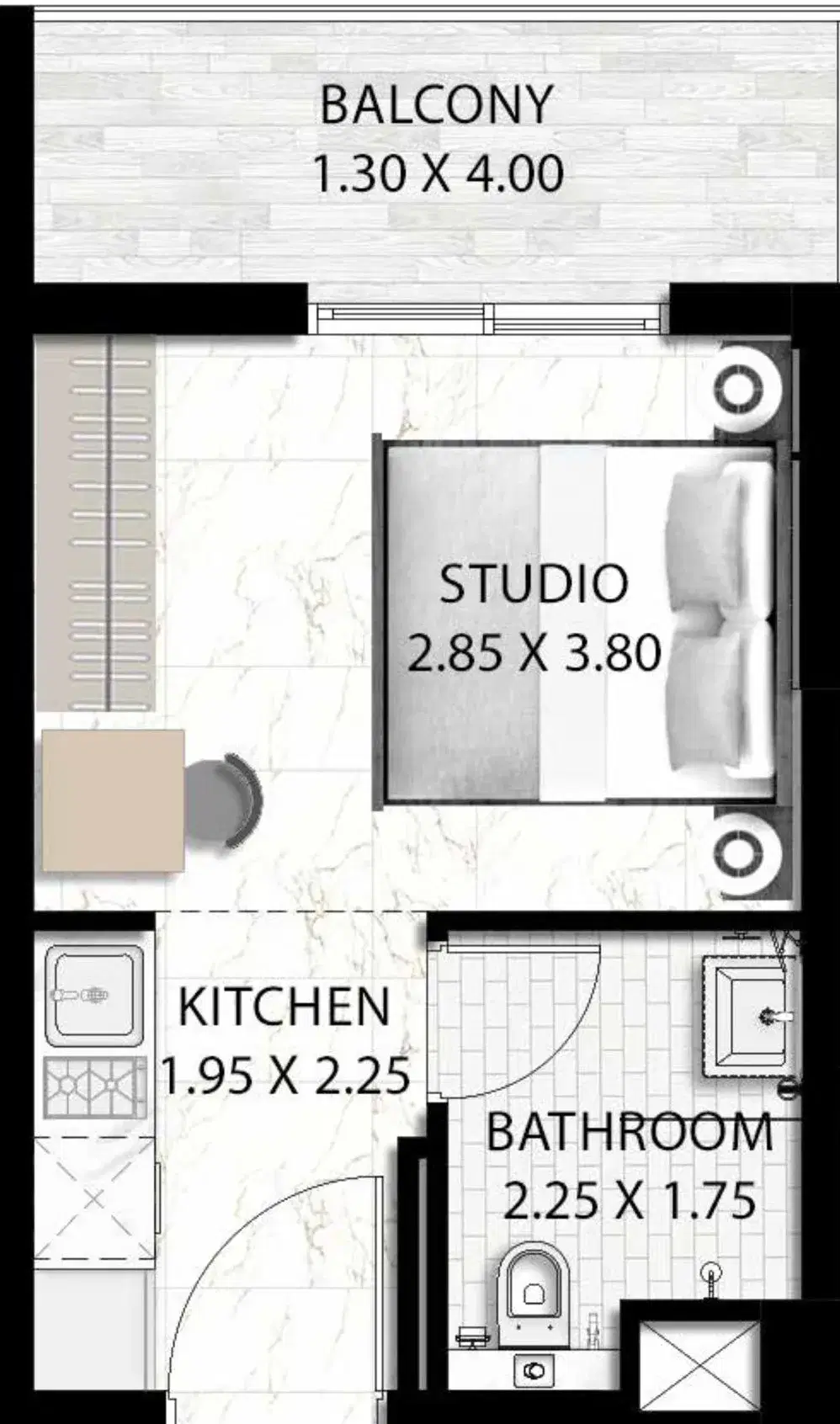 Damac Fiora Studio Floor Plan