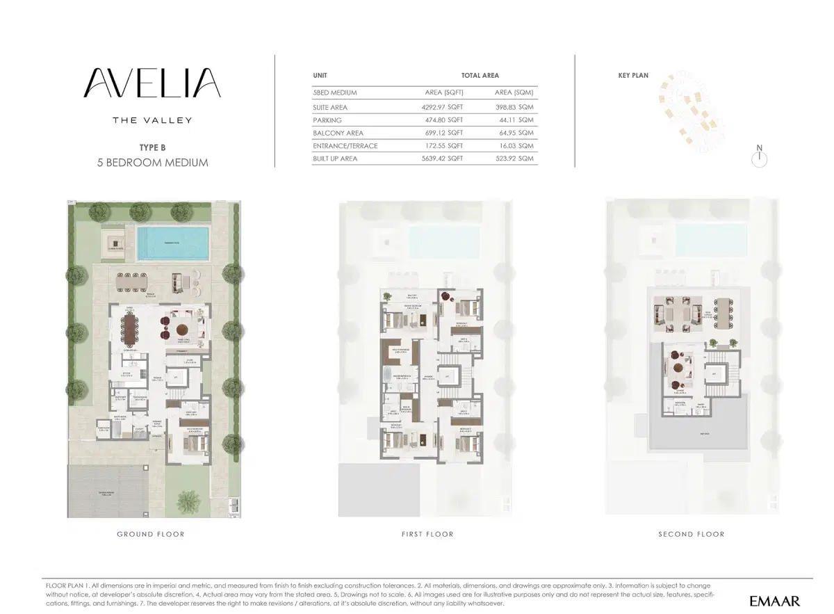 Emaar Avelia 5 BR Floor Plan 5,639 Sq. Ft.