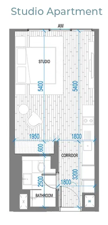 Anwa Aria Studio Floor Plan