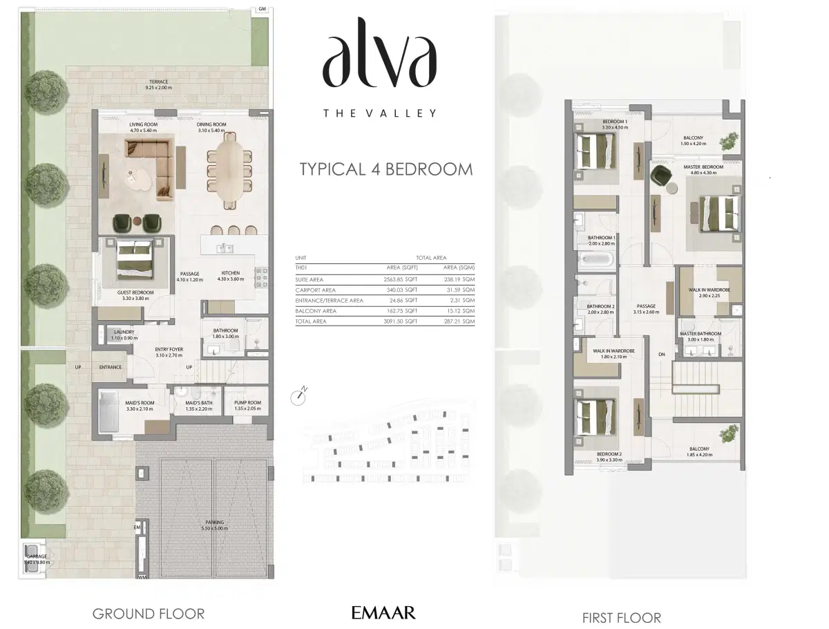 Alva The Valley 4 BR Floor Plan 3,091 Sq. Ft.