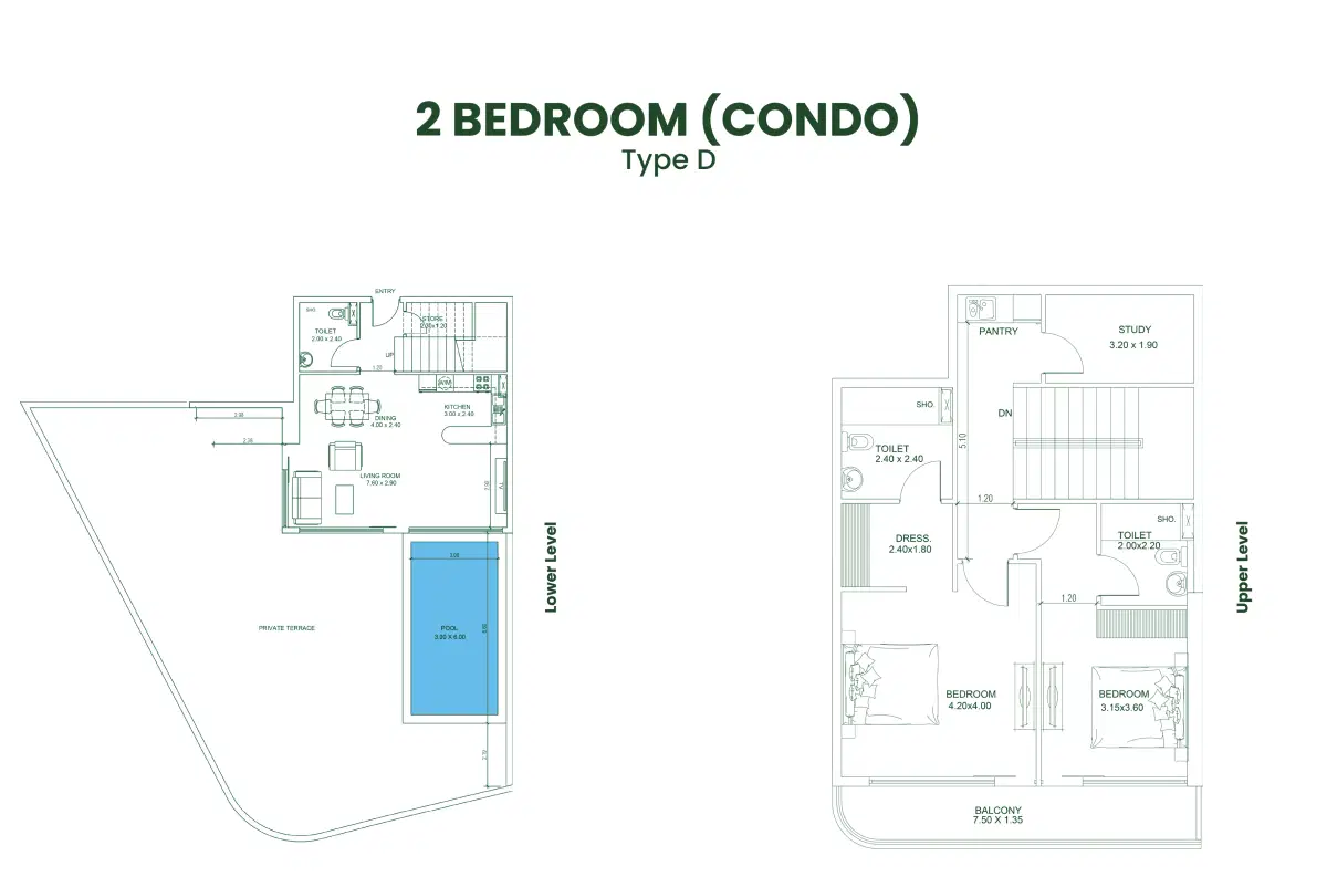 Danube Opalz 2 BR Apartment Floor Plan