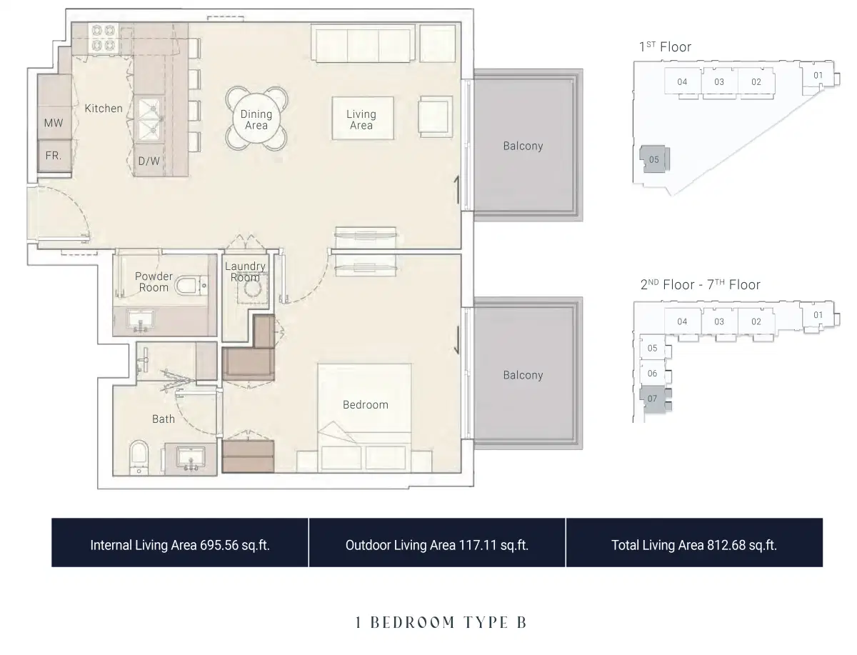 Ellington Rosemont Residences Jvt 1 Bedroom Apartments Floor Plan