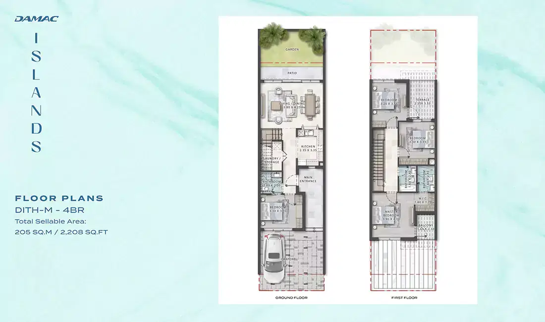 Damac Islands Dubai 4 Bedroom Townhouses Floor Plan