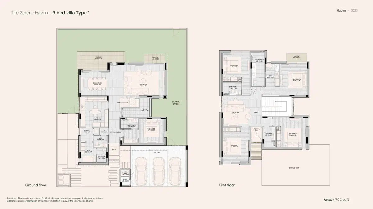 Aldar Haven Dubai 5 BR Floor Plan 4,702 Sq. Ft.
