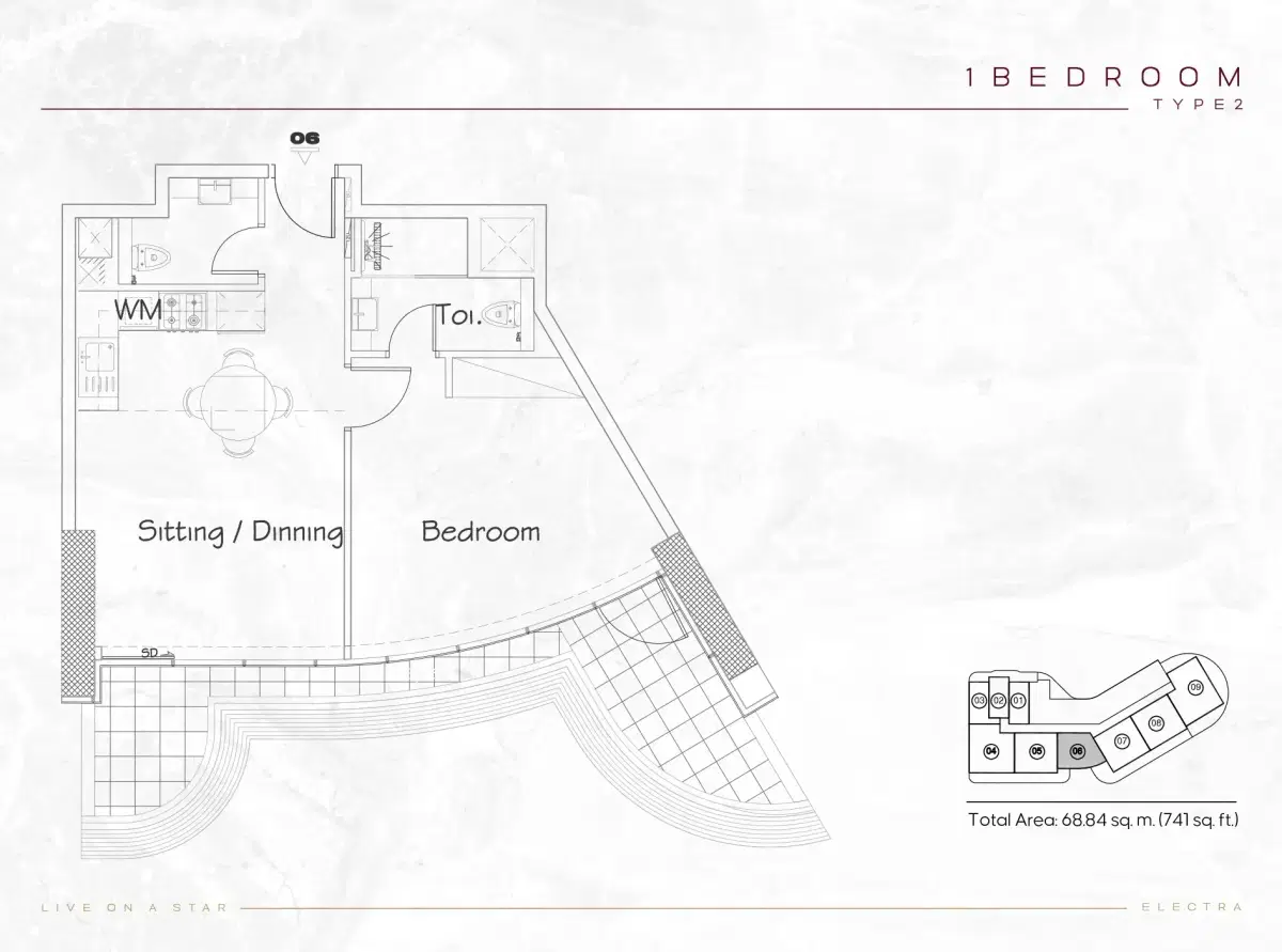 Acube Electra Studios & Apartments at JVC Dubai 1 BR Apartments Floor Plan