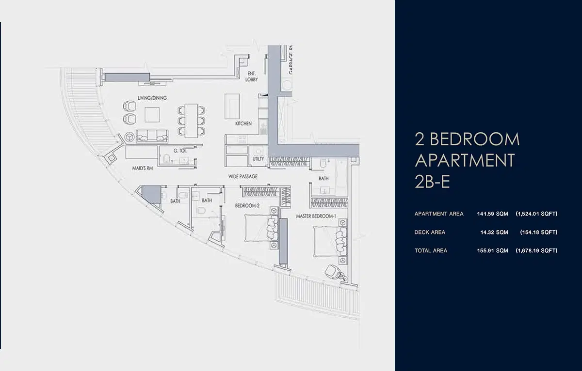 Shapoorji Imperial Avenue At Downtown Dubai 2 Bedroom Apartment -a Floor Plan