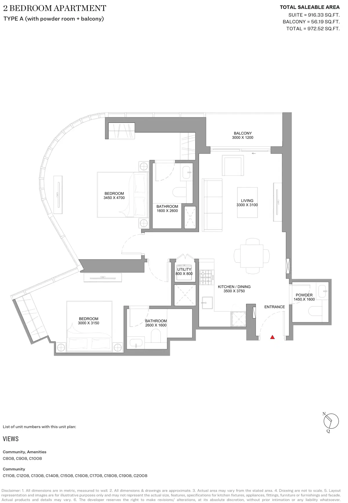 Sobha Skyvue Spectra At Sobha Hartland 2 2 Bedroom Apartments Floor Plan