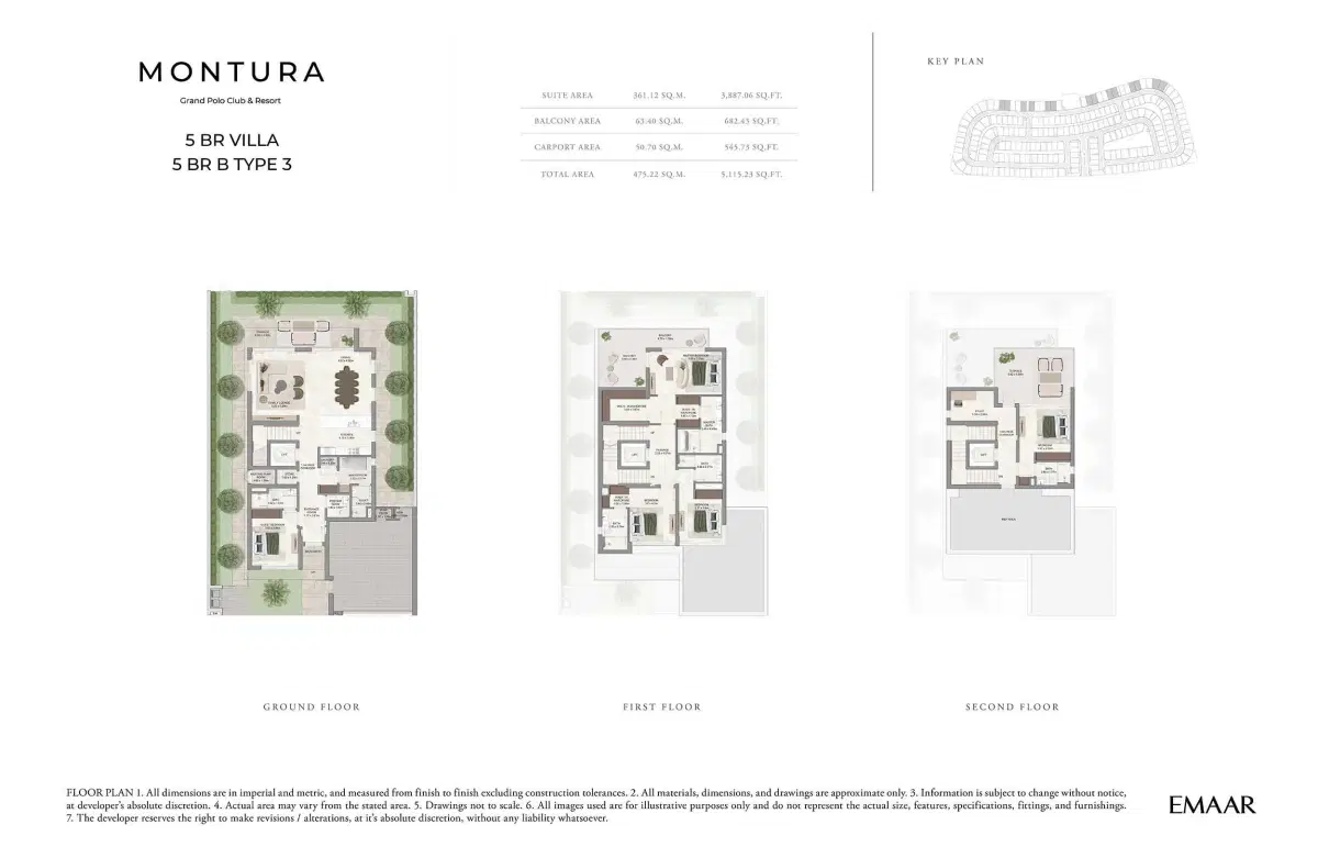 Emaar Montura at Grand Polo Club & Resort 5 Bedroom Apartment Floor Plan