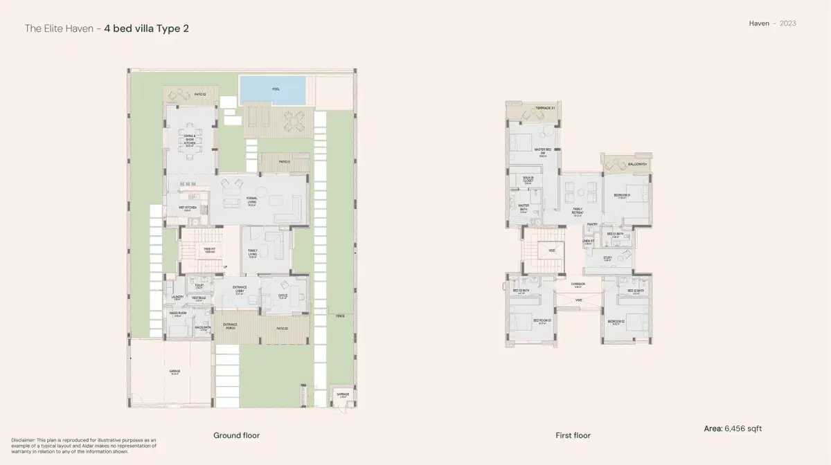 Aldar Haven Dubai 4 BR Floor Plan 6,456 Sq. Ft.