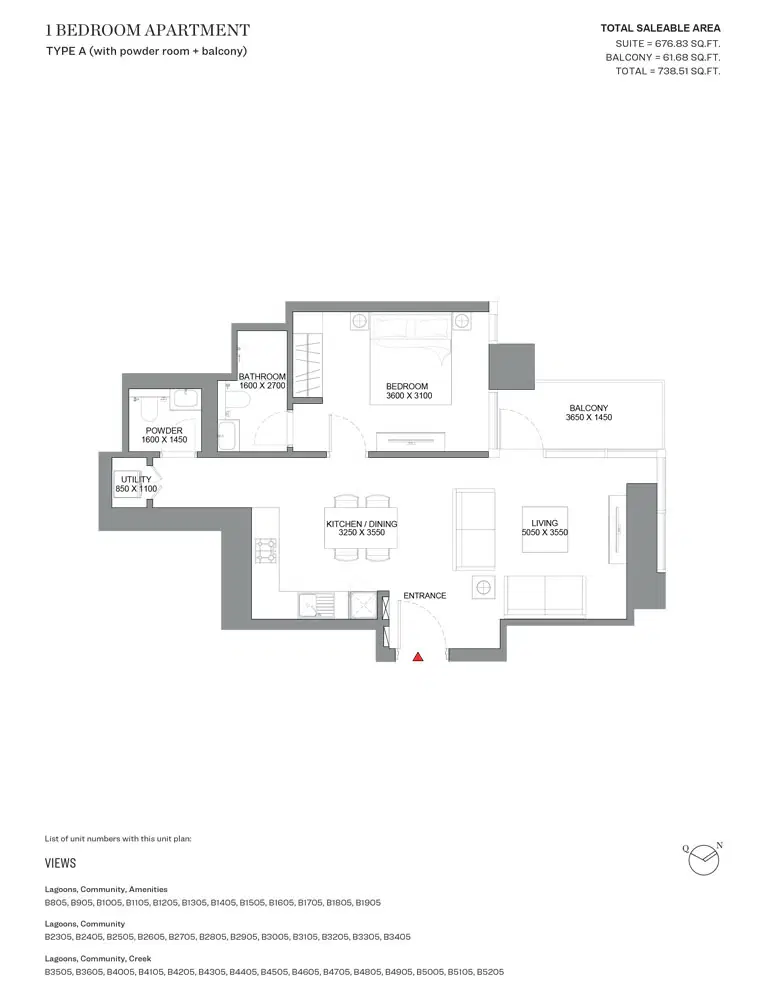 Skyscape Avenue Sobha Hartland 2 1 Bedroom Apartments Floor Plan