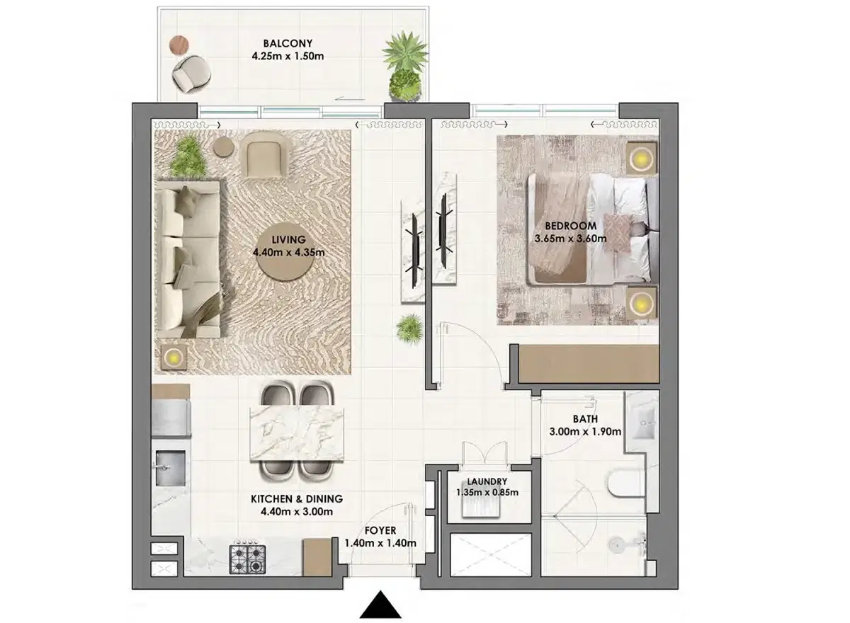 Emaar Parkwood At Dubai Hills Estate 1 Bedroom Apartments Floor Plan