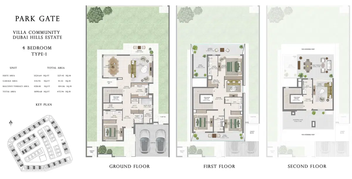Emaar Park Gate 4 BR Villa Floor Plan
