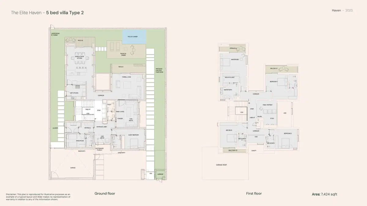 Aldar Haven Dubai 5 BR Floor Plan 7,424 Sq. Ft.