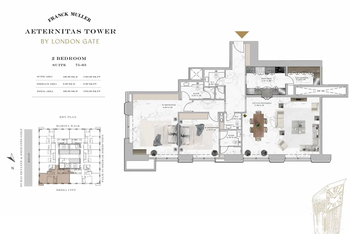 Aeternitas By London Gate Dubai Marina 2 BR Apartments Floor Plan