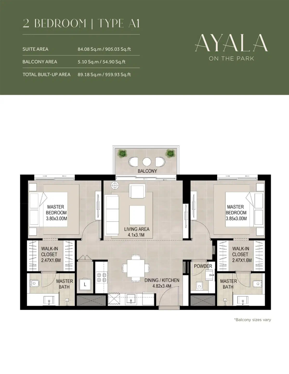 Nshama Ayalya On The Park At Town Square 2 Bedroom Apartments Floor Plan