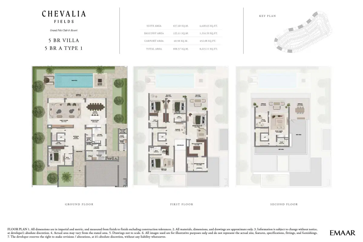 Emaar Chevalia Fields at Grand Polo Club & Resort 5 BR Floor Plan 8,615 Sq. Ft.