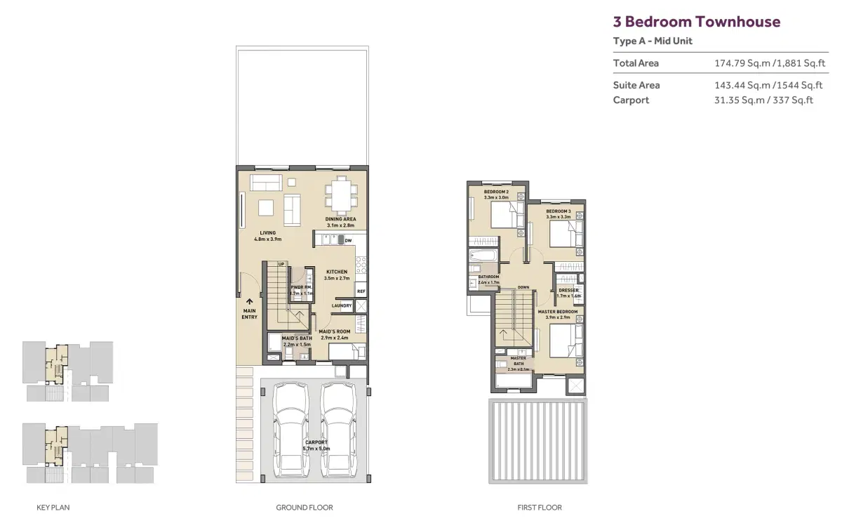 Mudon Arabella 3 3 Bedroom Townhouses Floor Plan