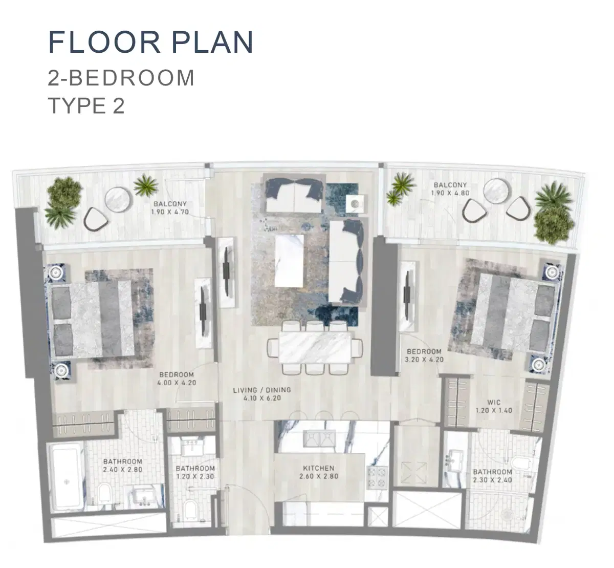 Damac Harbour Lights 2 Bedroom Apartments Floor Plan